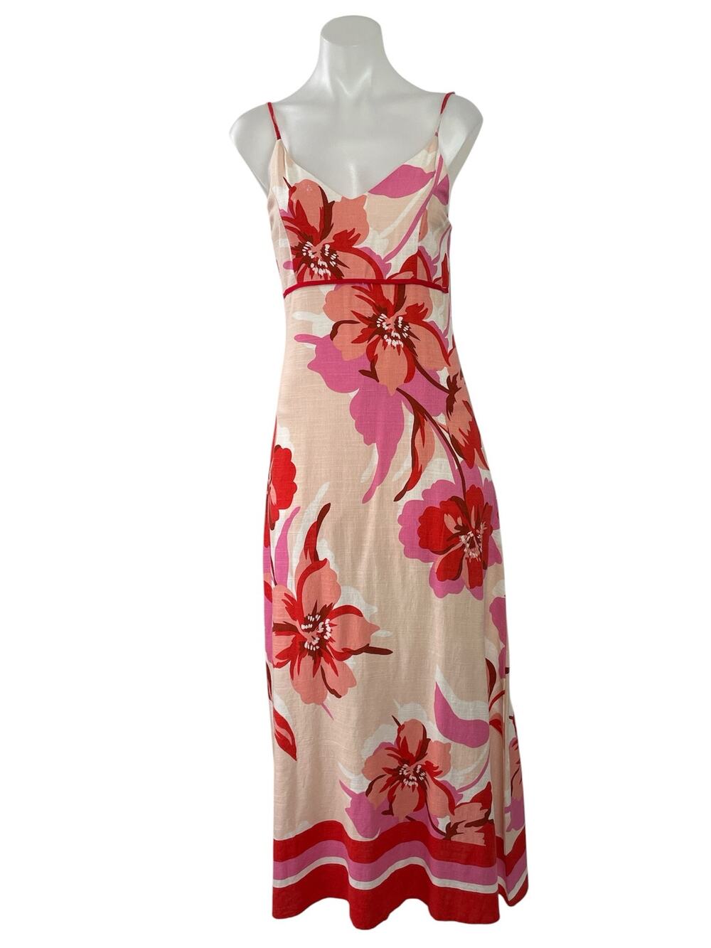 NEW White Closet Multicolor Floral V Neck Sleeveless Cami A Line Maxi Dress XS